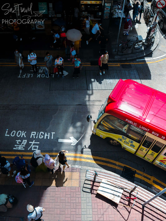 'Next Stop Please', Red Mini Bus, Hong Kong